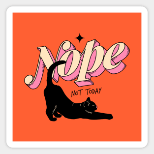 Monday Nope Black Cat in orange Magnet